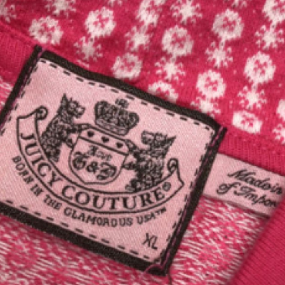 Juicy Couture XL Pink White Hoodie Hooded Zip Top - Picture 4 of 7